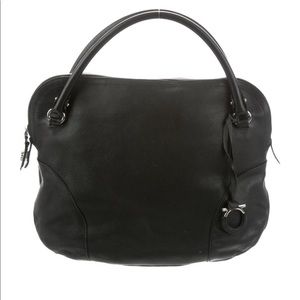 Salvatore Ferragamo Leather-Trimmed Canvas Bag with Gold-Tone Hardware